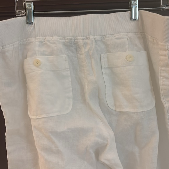 Athleta 100 % white  Linen Pants size 14 w/ front and back pocket’s,drawstring - Picture 4 of 7